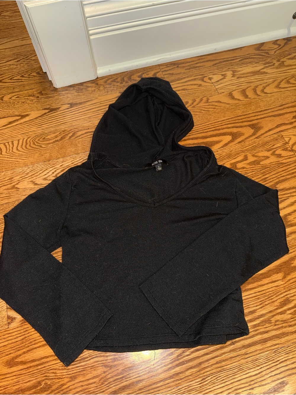 Active USA Black Hooded Knit Pullover